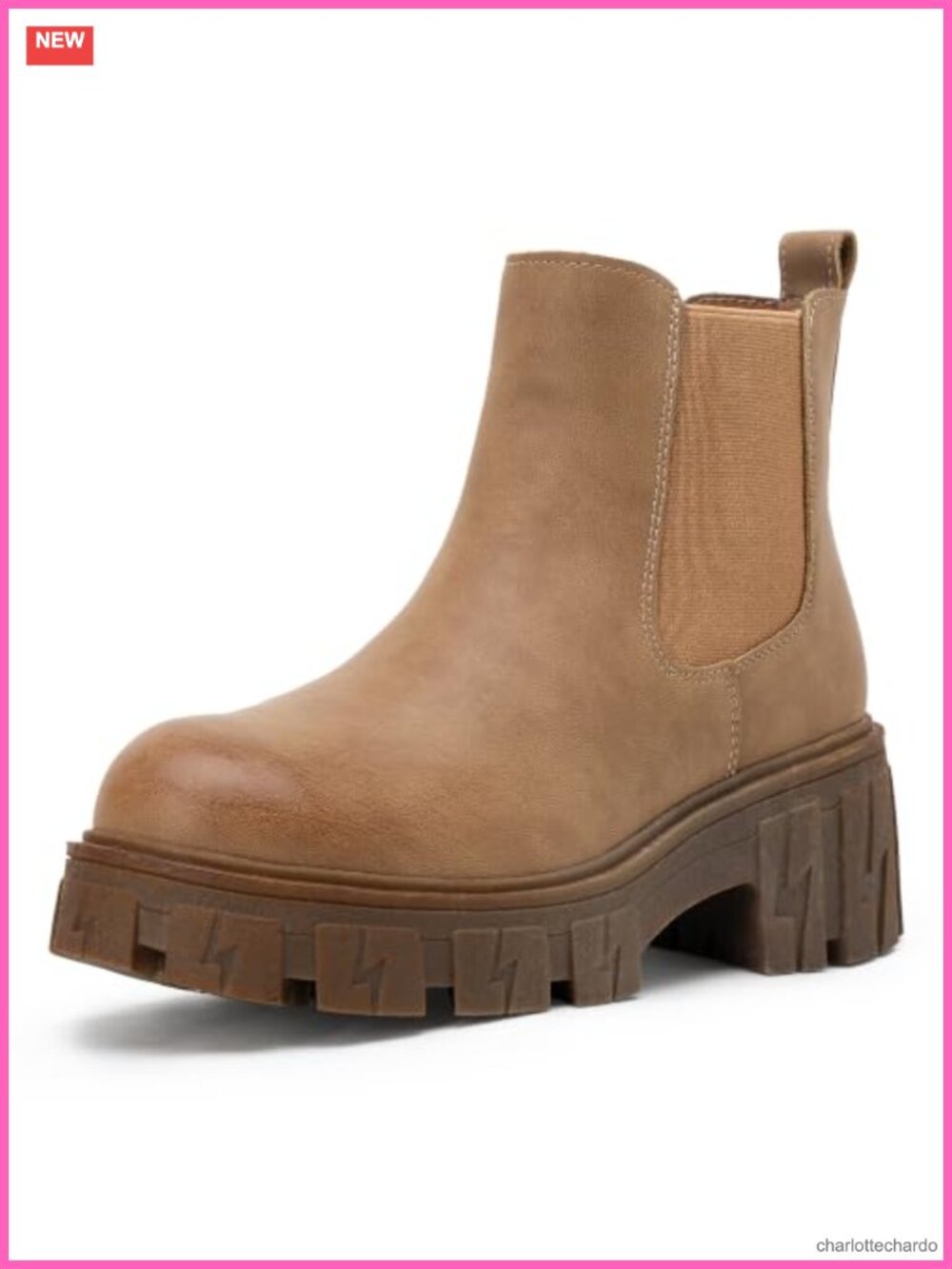 Faux Leather Chelsea Combat Boots Chunky Platform Ankle Boots